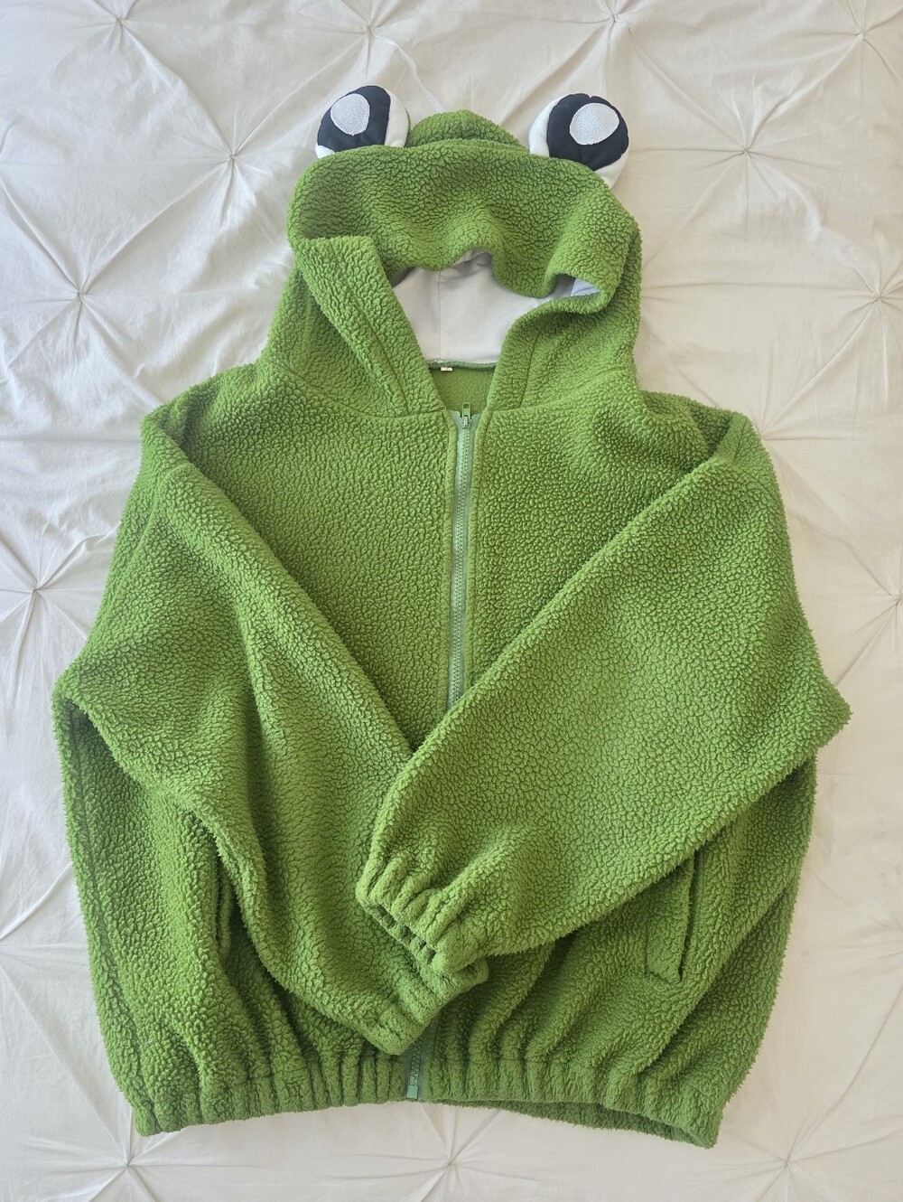 Green Frog Sherpa Fleece Zip Hoodie Jacket